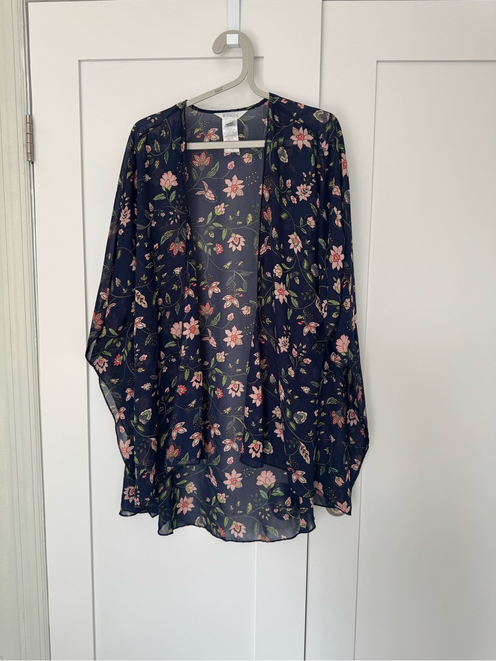 Market & Spruce Navy Floral Sheer Open-Front Kimono